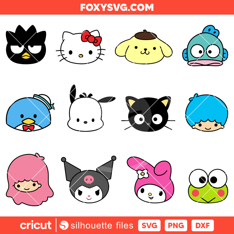 Sanrio Characters Bundle Svg, Sanrio Svg, Hello Kitty Svg, Kawaii Svg, Cricut, Silhouette SVG Cut File