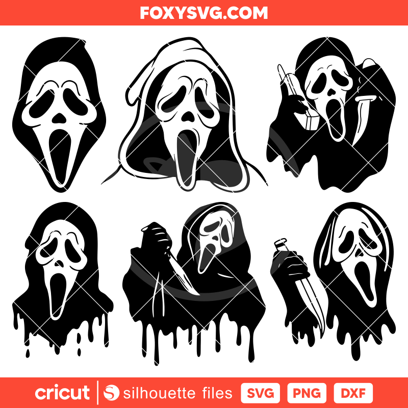 Scream Ghost Face Bundle Svg, Halloween Svg, Horror Movie Svg, Cricut, Silhouette SVG Cut File