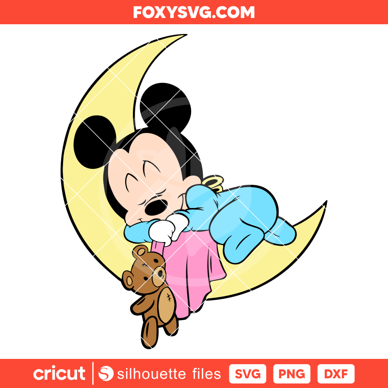 Sleeping Baby Mickey Svg, Mickey Mouse & Friends Svg, Disney Svg, Cricut, Silhouette SVG Cut File