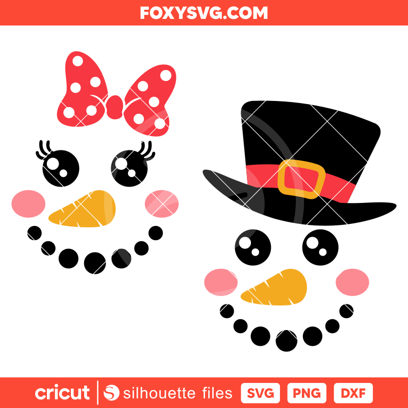 Snowman Face Bundle Svg, Merry Christmas Svg, Cricut, Silhouette Cut File
