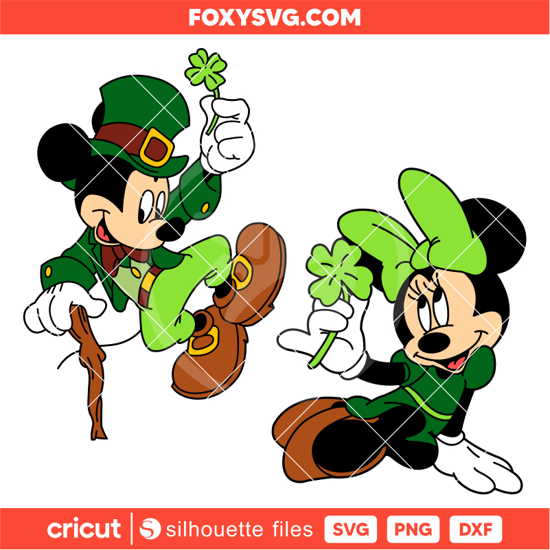 St. Patrick Mickey & Minnie Svg, Lucky Svg, St. Patrick’s Day Svg, Disney Svg, Cricut, Silhouette SVG Cut File