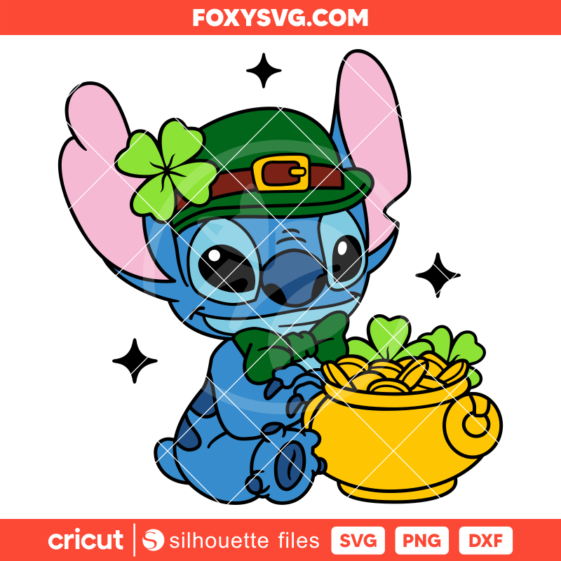St. Patrick’s Day Lucky Stitch Svg, Disney Svg, Cricut, Silhouette SVG Cut File