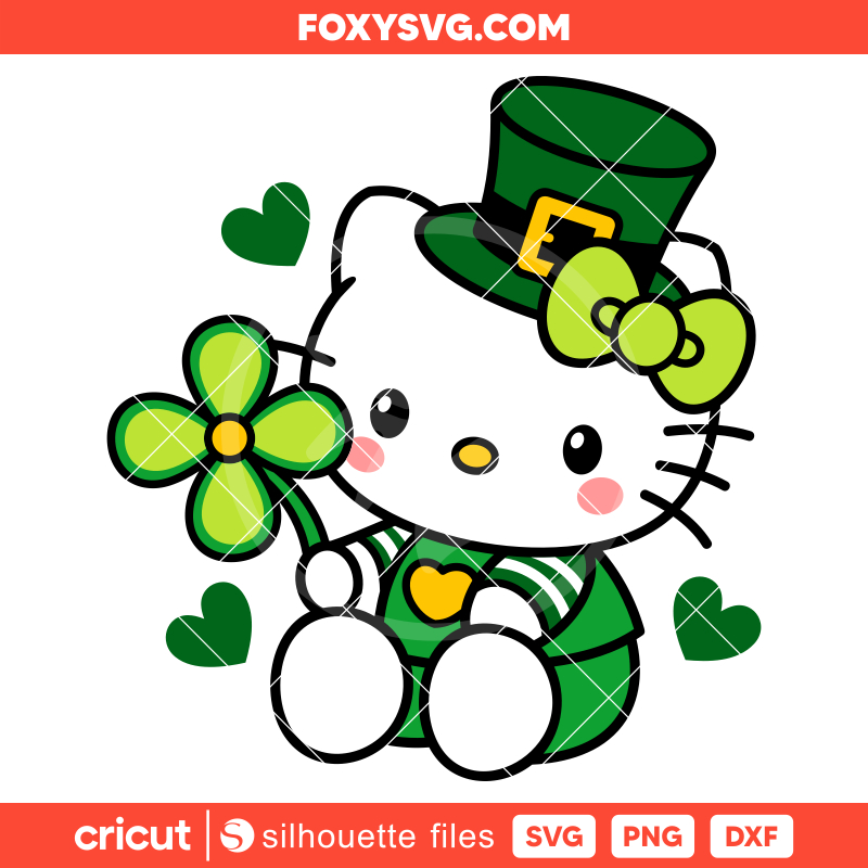 St. Patrick's Day Hello Kitty Svg, Sanrio Svg, Kawaii Svg, Cricut, Silhouette SVG Cut File