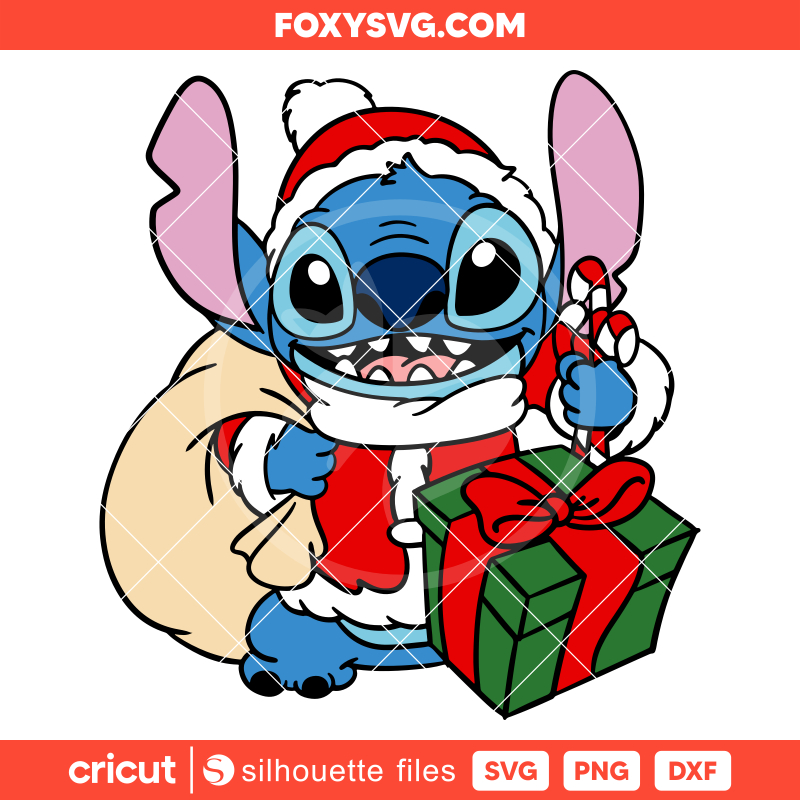 Stitch Santa Claus Svg, Christmas Svg, Disney Svg, Cricut, Silhouette SVG Cut File