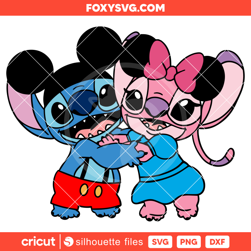 Stitch & Angel Mickey & Minnie Svg,  Valentine’s Day Svg, Disney Svg, Cricut, Silhouette SVG Cut File
