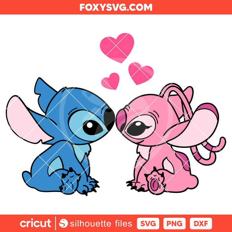 Stitch & Angel Svg, Valentine’s Day Svg, Disney Svg, Cricut, Silhouette SVG Cut File