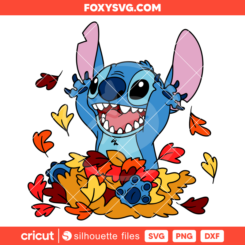 Stitch Autumn Leaves Svg, Lilo & Stitch Svg, Disney Svg, Cricut, Silhouette SVG Cut File