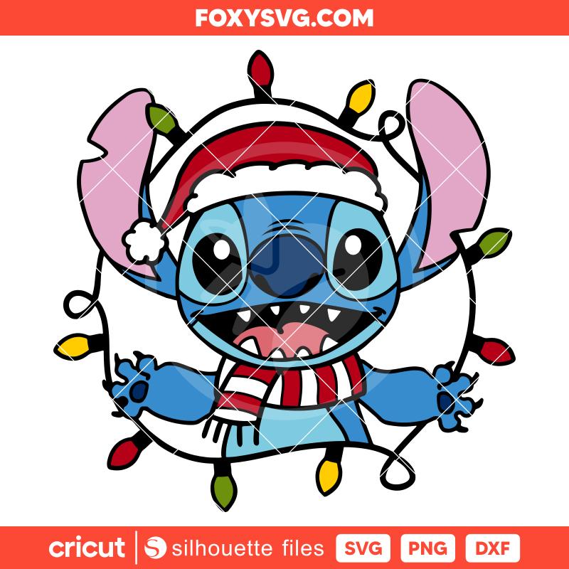 Stitch Christmas Lights Svg, Christmas Svg, Disney Svg, Cricut, Silhouette SVG Cut File