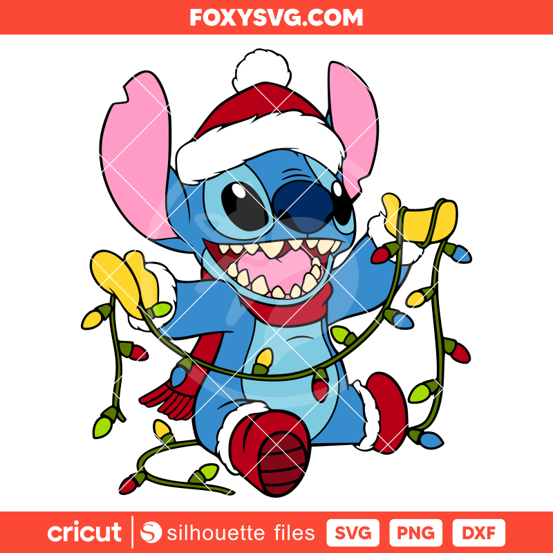 Stitch Christmas Lights Svg, Christmas Svg, Disney Svg, Cricut, Silhouette SVG Cut File