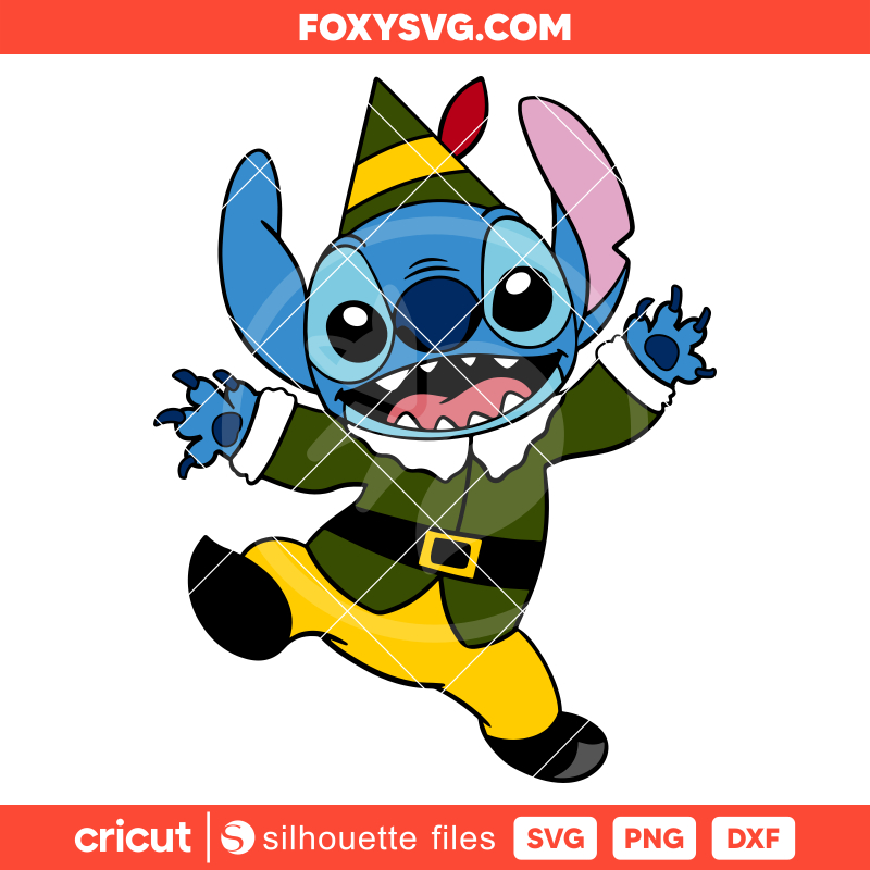 Stitch Elf Svg, Christmas Svg, Disney Svg, Cricut, Silhouette SVG Cut File
