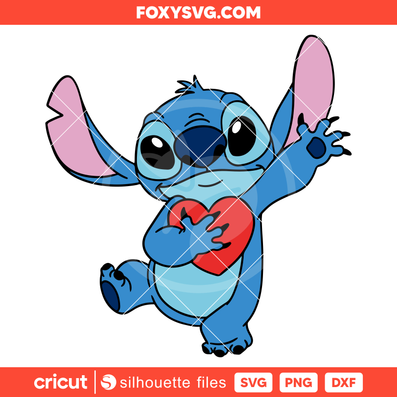 Stitch In Love Heart Svg, Valentine’s Day Svg, Disney Svg, Cricut, Silhouette SVG Cut File
