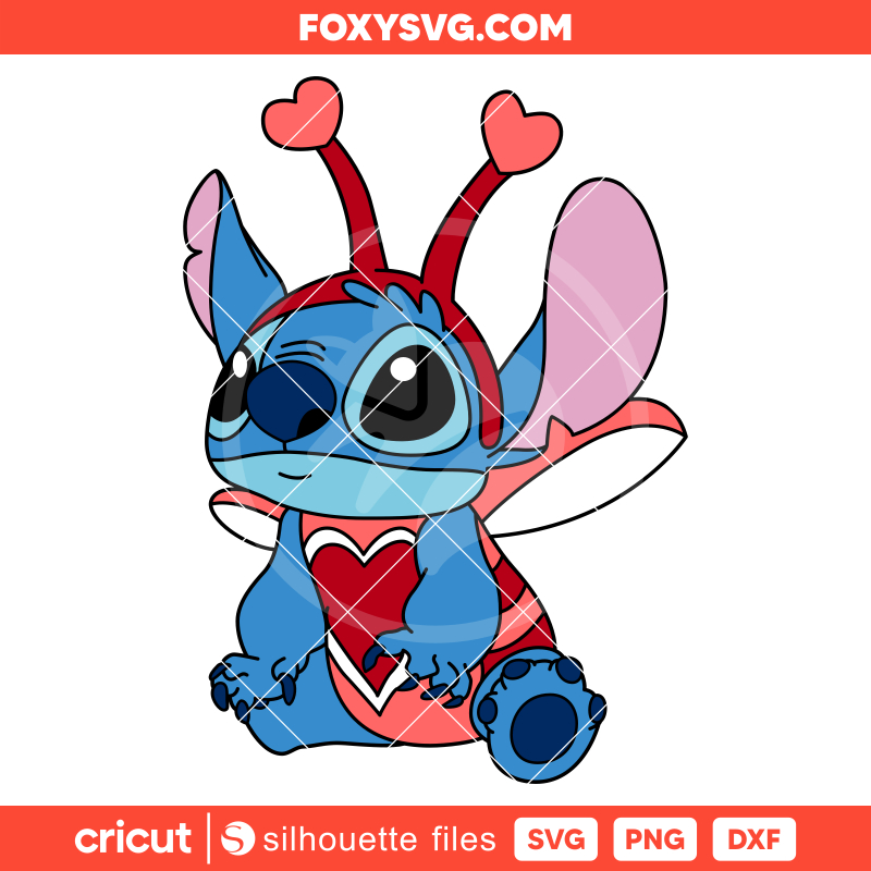 Stitch Love Bug Svg, Valentine’s Day Svg, Disney Svg, Cricut, Silhouette SVG Cut File