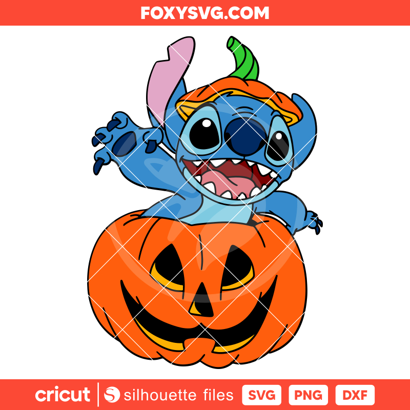 Stitch Pumpkin Svg, Halloween Svg, Disney Svg, Cricut, Silhouette SVG Cut File