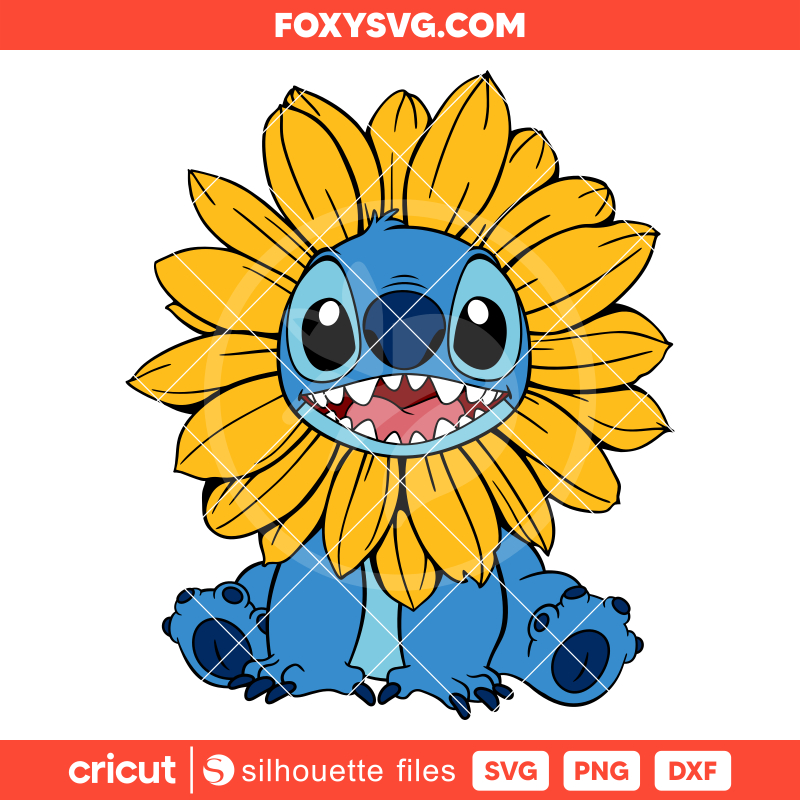 Stitch Sunflower Svg, Disney Svg, Cricut, Silhouette SVG Cut File