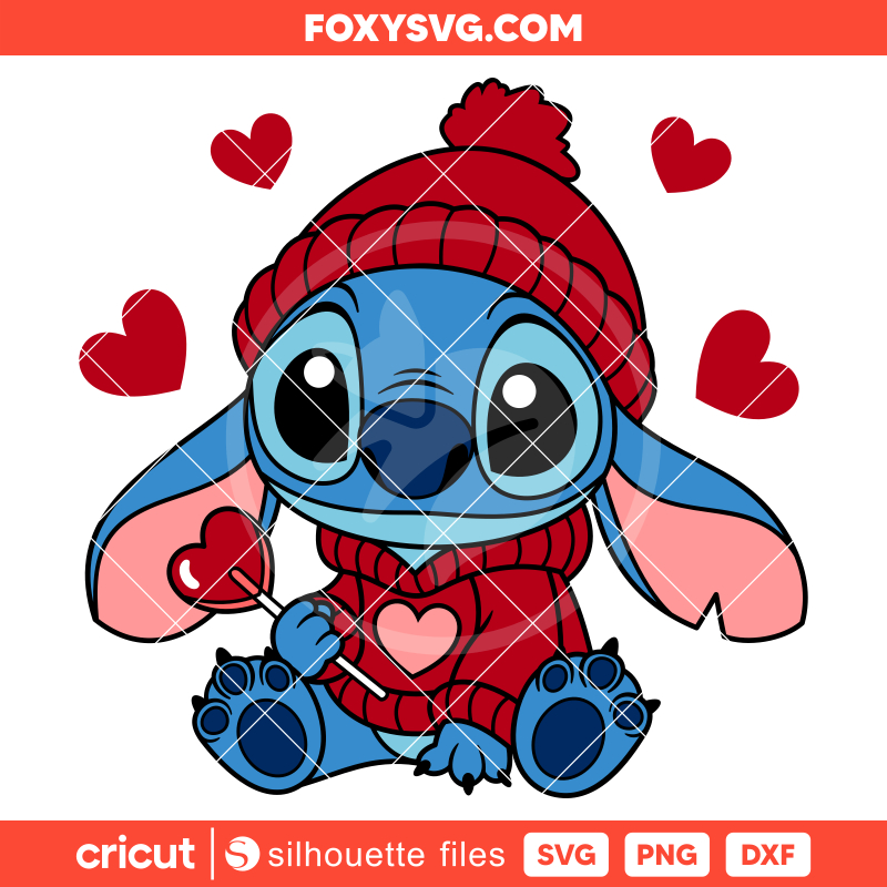 Stitch Valentine Candy Heart Svg,  Valentine’s Day Svg, Disney Svg, Cricut, Silhouette SVG Cut File