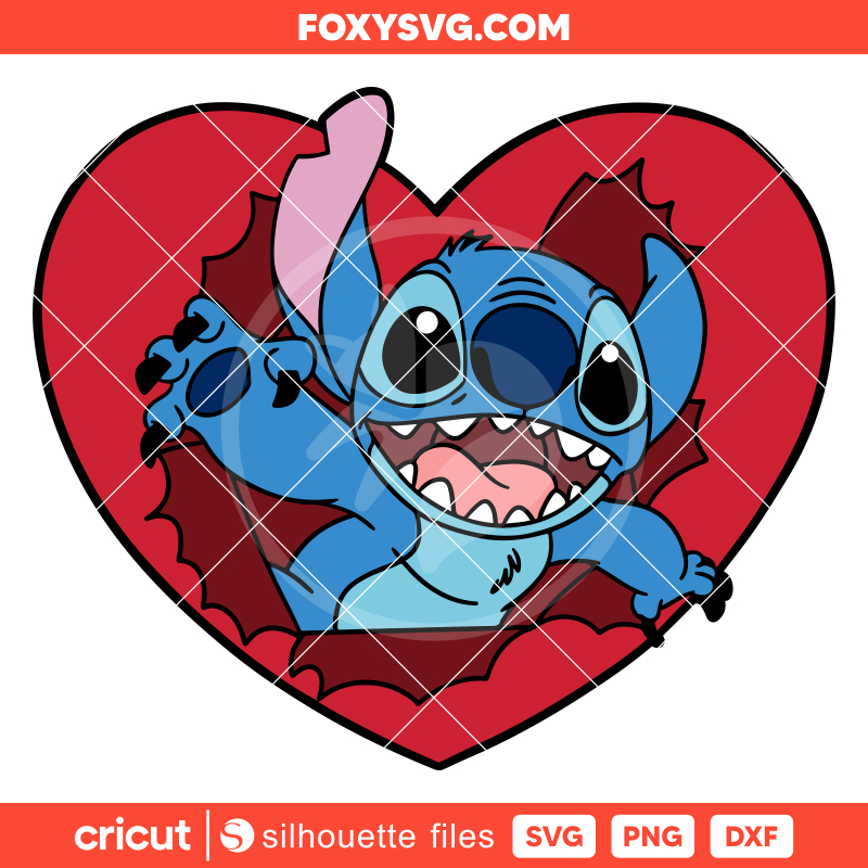 Stitch Valentine Heart Svg,  Valentine’s Day Svg, Disney Svg, Cricut, Silhouette SVG Cut File