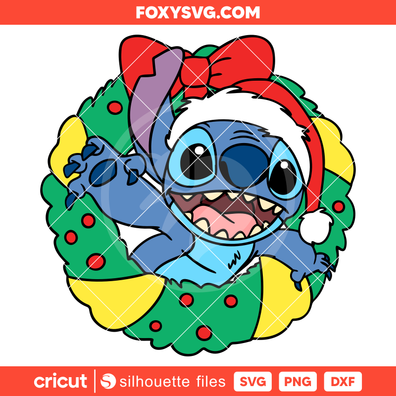 Stitch Wreath Svg, Christmas Svg, Disney Svg, Cricut, Silhouette SVG Cut File