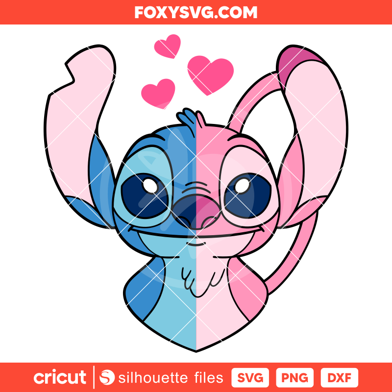 Stitch and Angel Svg, Valentine’s Day Svg, Disney Svg, Cricut, Silhouette SVG Cut File