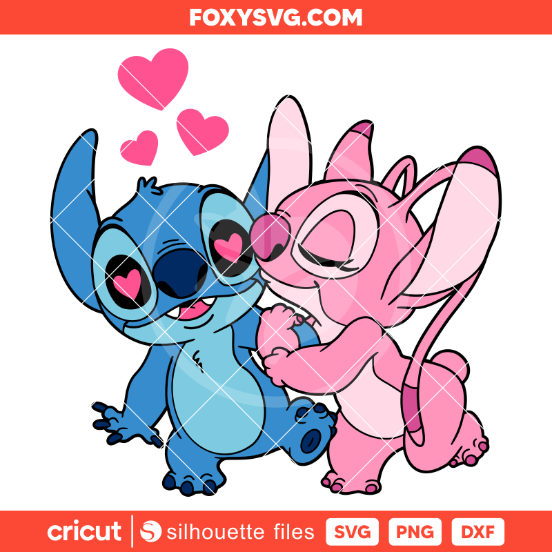 Stitch and Angel Svg, Valentine’s Day Svg, Disney Svg, Cricut, Silhouette SVG Cut File