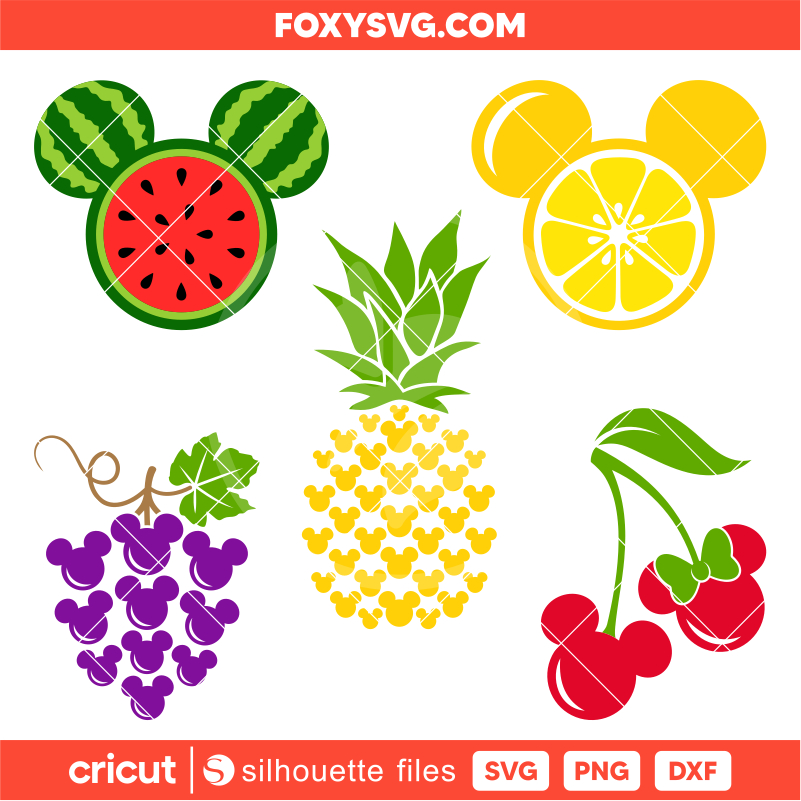 Summer Mickey Fruits Bundle Svg, Disney Svg, Cricut, Silhouette SVG Cut File