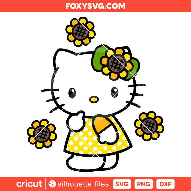 Sunflower Hello Kitty Svg, Sanrio Svg, Kawaii Svg, Cricut, Silhouette SVG Cut File