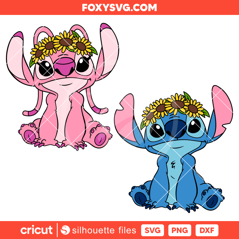 Sunflower Stitch & Angel Bundle Svg, Lilo & Stitch Svg, Disney Svg, Cricut, Silhouette SVG Cut File