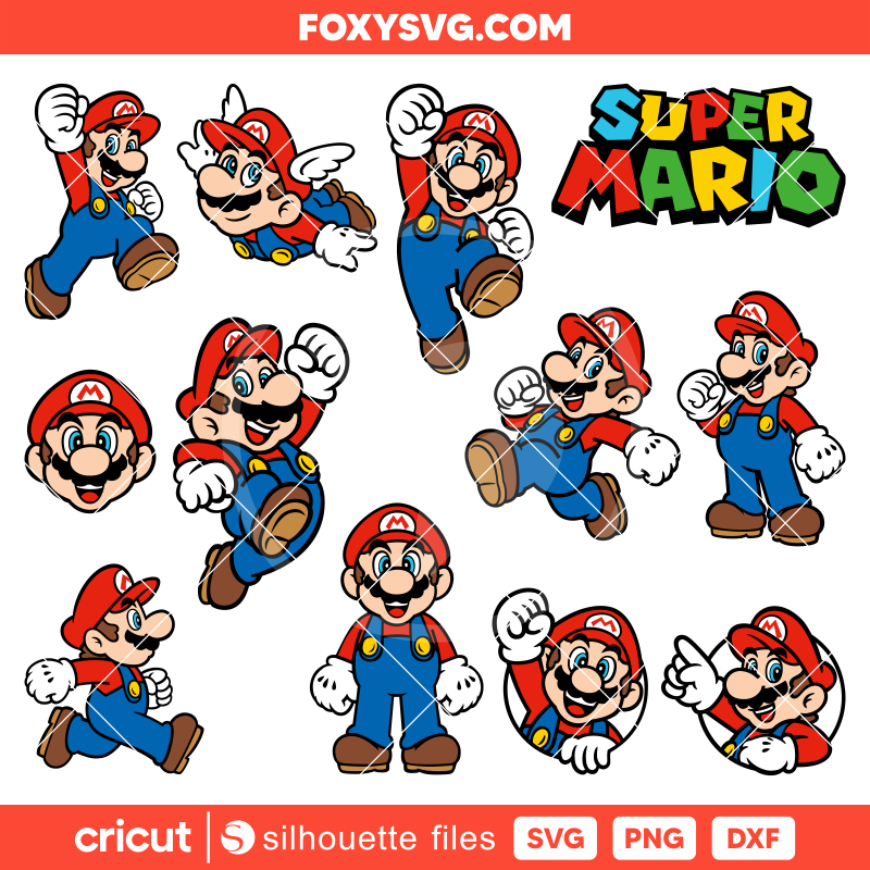 Super Mario Bundle Svg, Mario Characters Svg, Mario Bros Svg, Cricut, Silhouette SVG Cut File