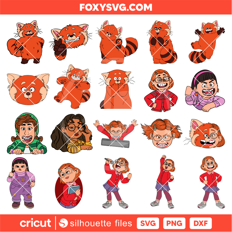 Turning Red Svg Bundle, Disney Layered Svg, Cricut, Silhouette SVG Cut File