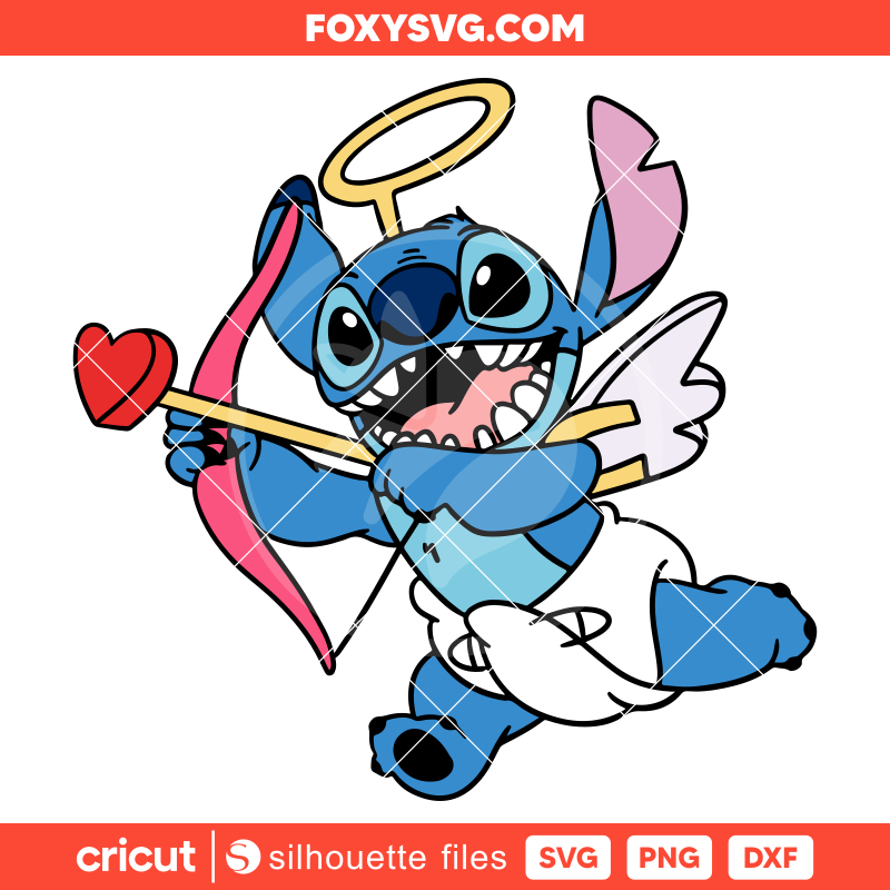 Valentine Stitch Cupid Svg,  Valentine’s Day Svg, Disney Svg, Cricut, Silhouette SVG Cut File