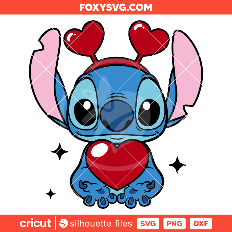 Valentine's Day Stitch Heart Svg, Disney Svg, Cricut, Silhouette SVG Cut File