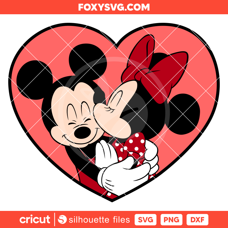 Mickey And Minnie Heart Svg, Valentine's Day Svg, Disney Svg, Cricut, Silhouette SVG Cut File