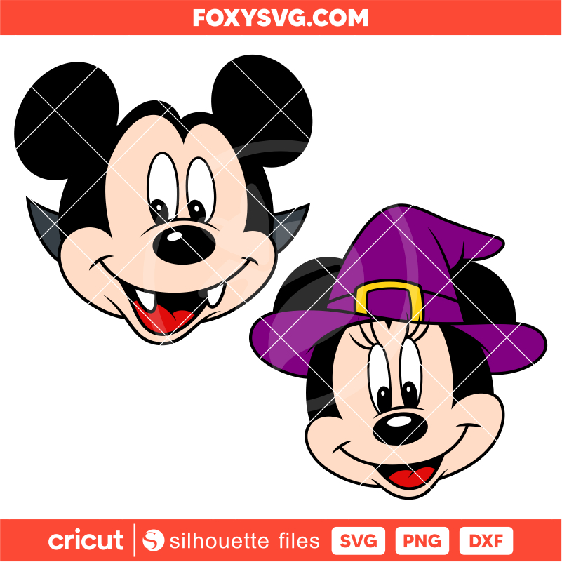 Vampire and Witch Mickey & Minnie Svg, Disney Svg, Cricut, Silhouette SVG Cut File