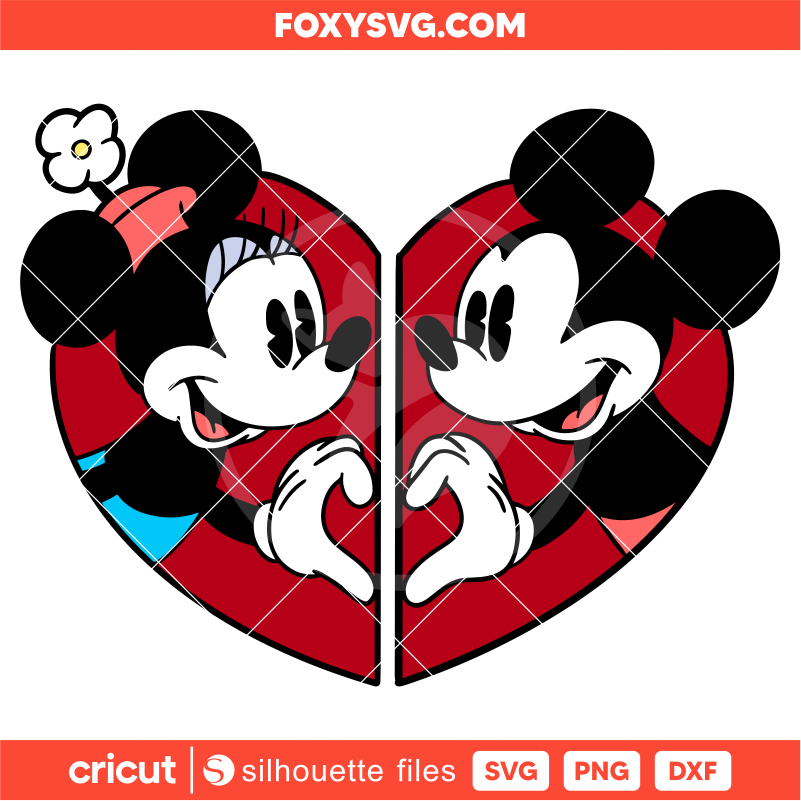 Vintage Valentine Mickey & Minnie Svg,  Valentine’s Day Svg, Disney Svg, Cricut, Silhouette SVG Cut File