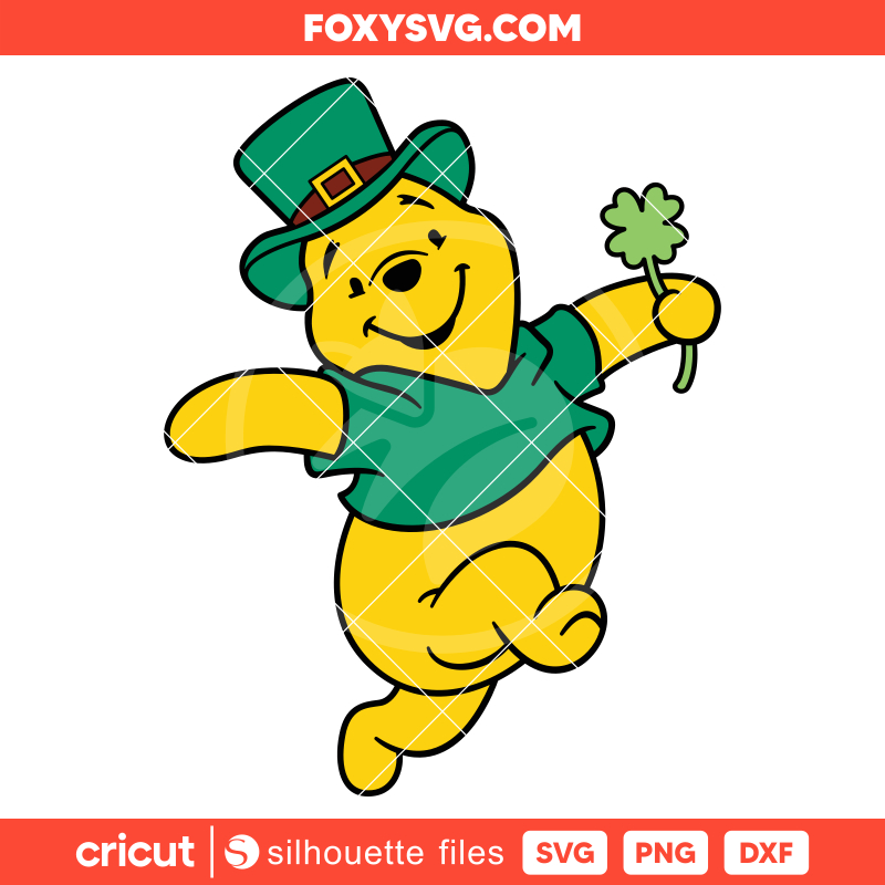 Winnie Pooh St. Patricks Svg, Lucky Svg, Disney Svg, Cricut, Silhouette SVG Cut File