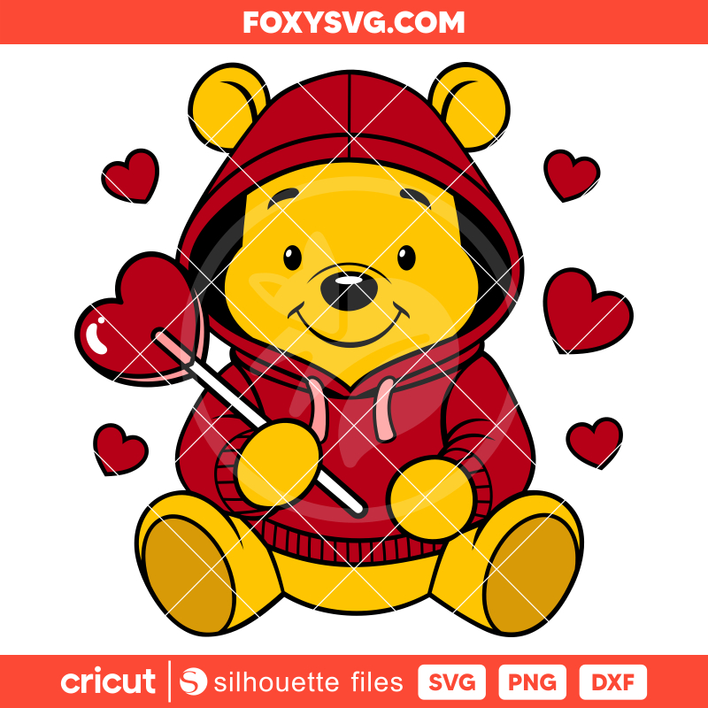 Winnie the Pooh Candy Heart Svg,  Valentine’s Day Svg, Disney Svg, Cricut, Silhouette SVG Cut File