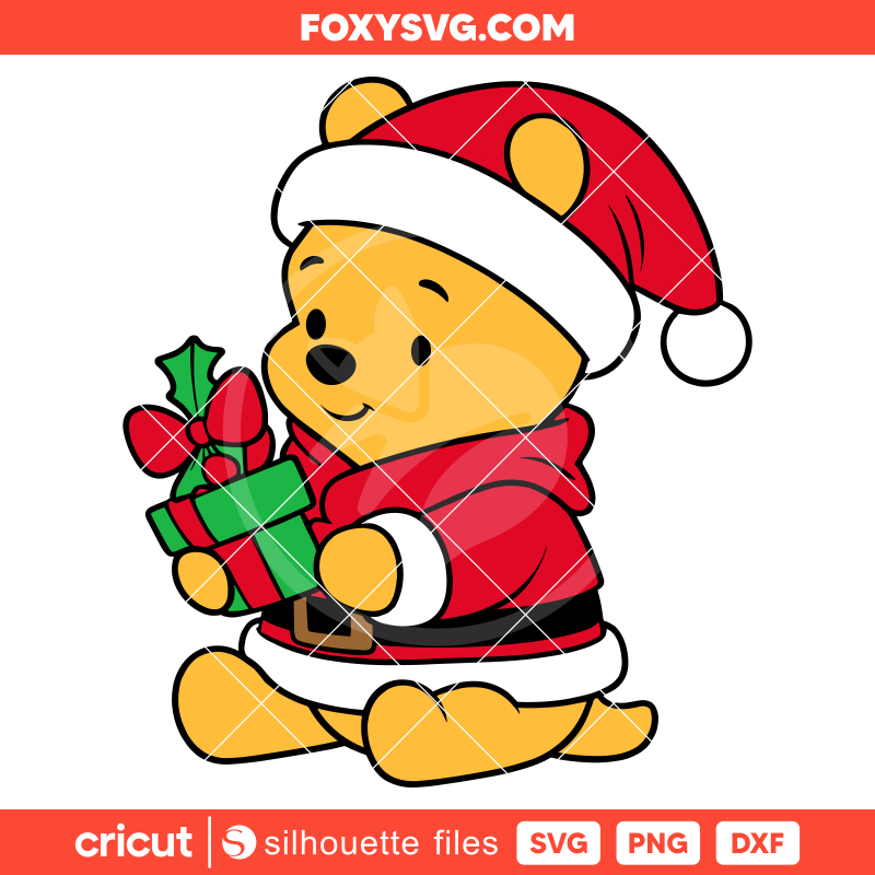 Winnie the Pooh Christmas Svg, Disney Svg, Cricut, Silhouette SVG Cut File