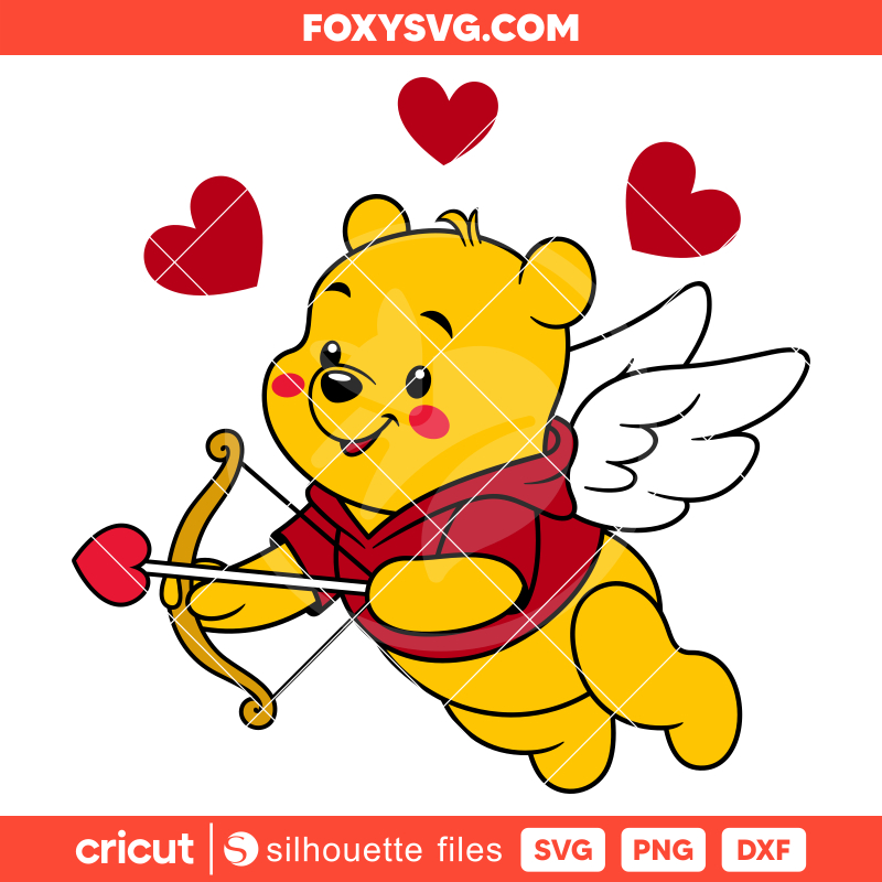 Winnie the Pooh Cupid Svg,  Valentine’s Day Svg, Disney Svg, Cricut, Silhouette SVG Cut File
