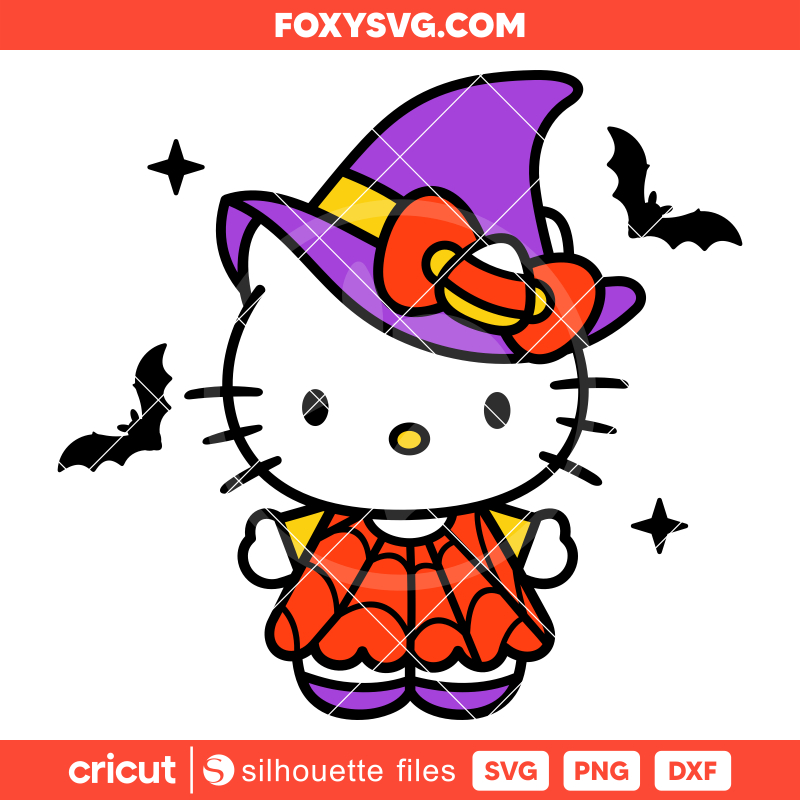 Witch Hello Kitty Svg, Halloween Svg, Sanrio Svg, Kawaii Svg, Cricut, Silhouette SVG Cut File