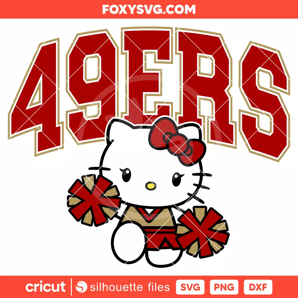 Hello Kitty 49ners Cheerleader Svg, NFL Football Svg, Sanrio Svg, Cricut, Silhouette SVG Cut File