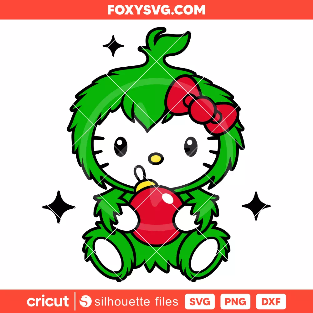 Baby Grinch Hello Kitty Svg, Christmas Svg, Sanrio Svg, Cricut, Silhouette SVG Cut File
