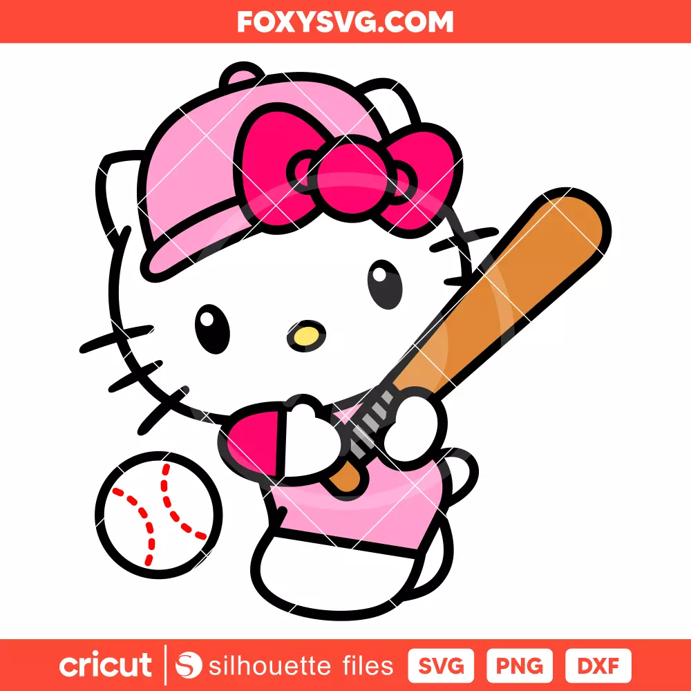 Hello Kitty Baseball Svg, Sport Svg, Sanrio Svg, Cricut, Silhouette SVG Cut File
