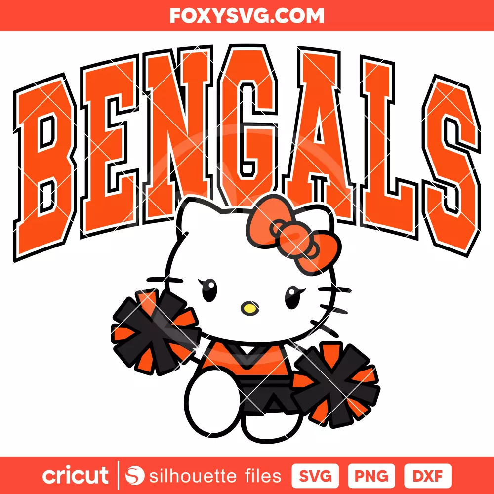 Hello Kitty Bengals Cheerleader Svg, NFL Football Svg, Sanrio Svg, Cricut, Silhouette SVG Cut File