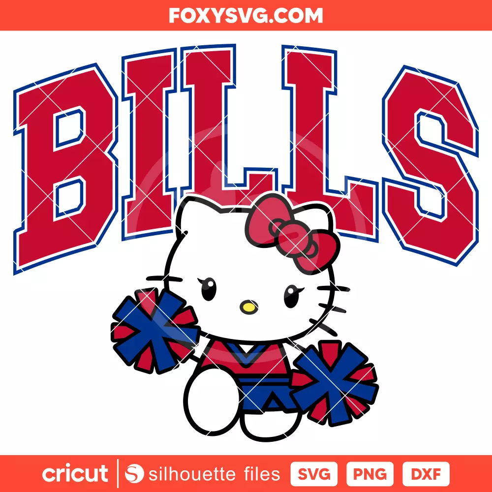 Hello Kitty Bills Cheerleader Svg, NFL Football Svg, Sanrio Svg, Cricut, Silhouette SVG Cut File