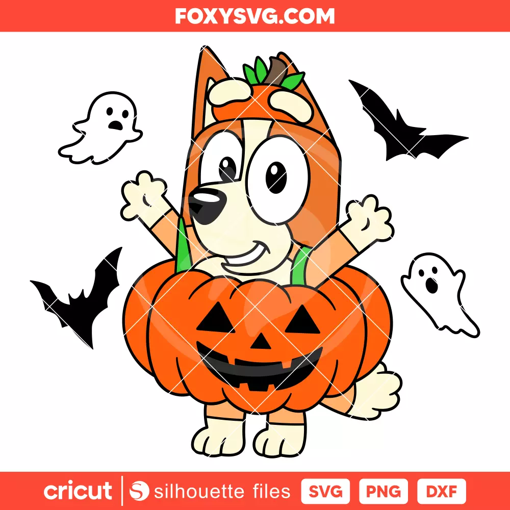 Bingo Halloween Pumpkin Svg, Bluey the Dog Svg, Halloween Svg, Cricut, Silhouette SVG Cut File