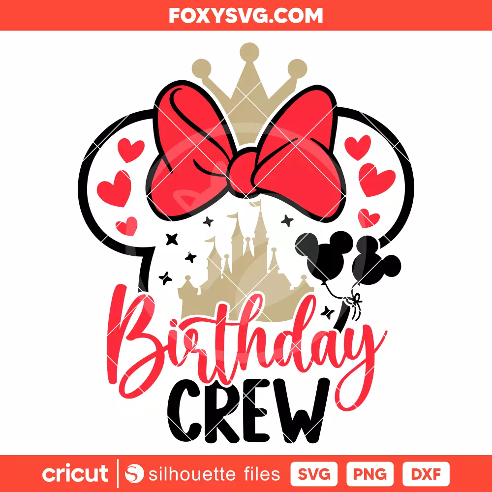 Birthday Crew Minnie Svg, Birthday Party Svg, Disney Svg, Cricut, Silhouette SVG Cut File