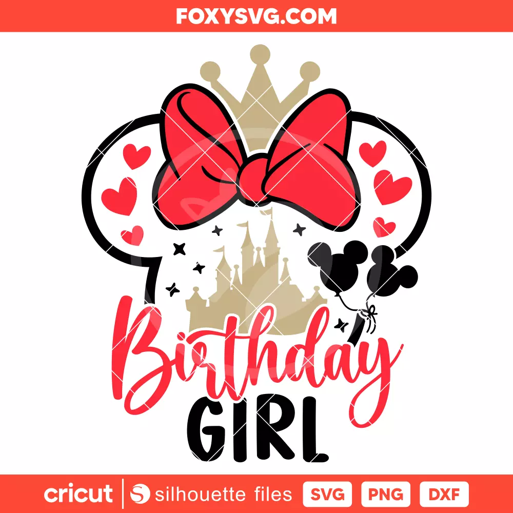 Birthday Girl Minnie Svg, Birthday Party Svg, Disney Svg, Cricut, Silhouette SVG Cut File