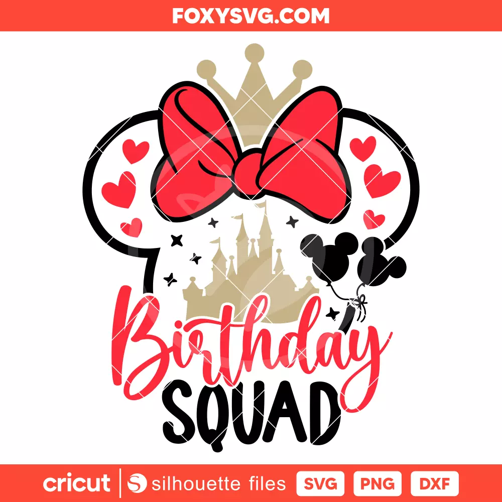 Birthday Squad Minnie Svg, Birthday Party Svg, Disney Svg, Cricut, Silhouette SVG Cut File