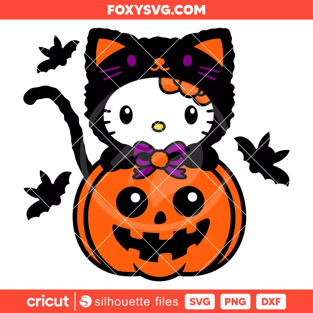 Black Cat Hello Kitty Svg, Sanrio Svg, Halloween Svg, Cricut, Silhouette SVG Cut File