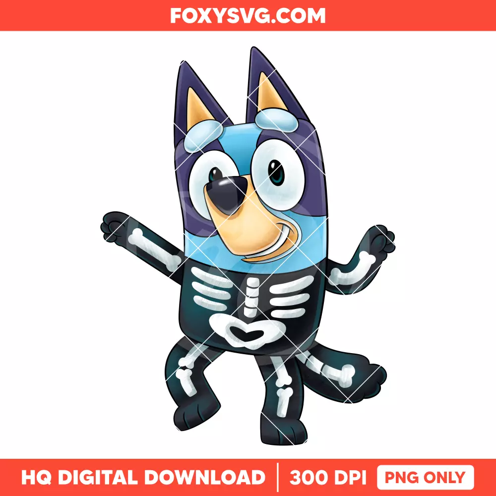Bluey Skeleton Halloween PNG, Happy Halloween PNG, Disney PNG, Sublimation PNG