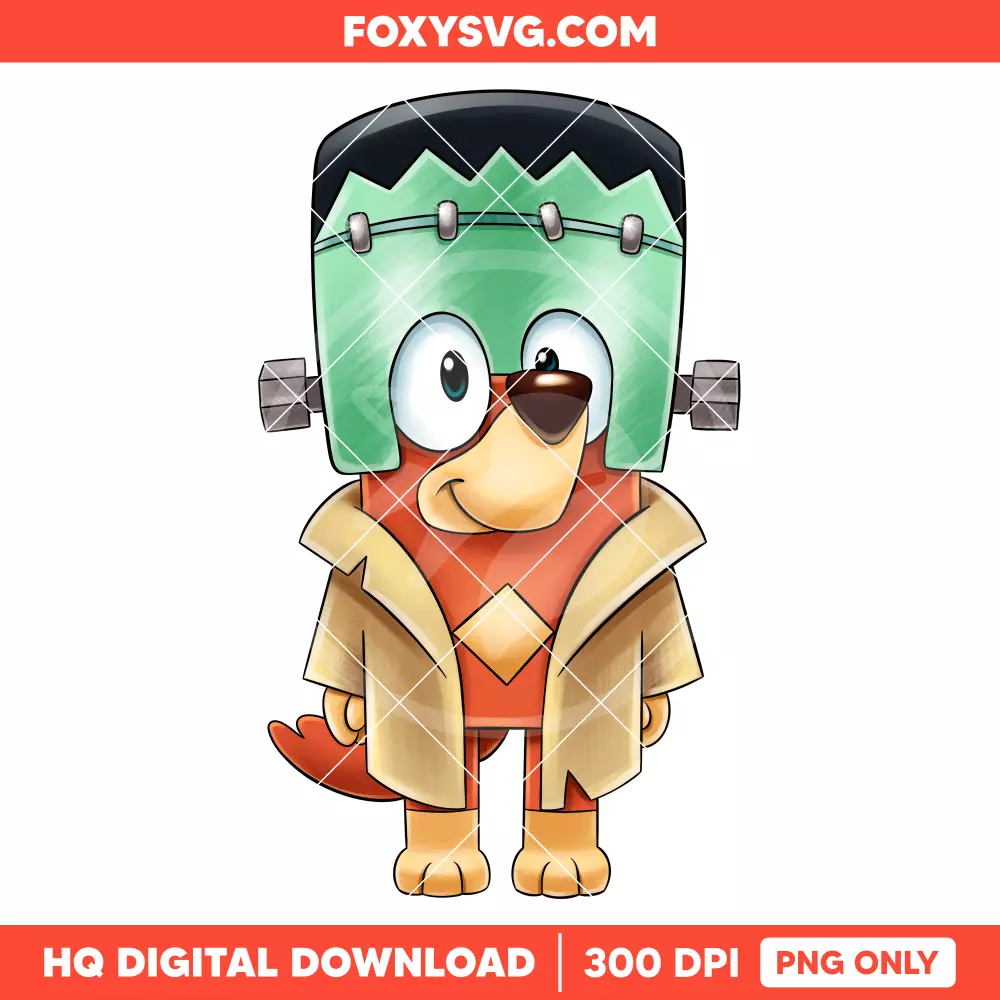 Bluey, Bingo & Friends Frankenstein PNG, Happy Halloween PNG, Disney PNG, Sublimation PNG
